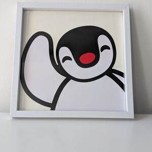 Cute Pinga Penguin Wall Art Print - White Frame, Pingu's Sister